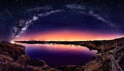 501895 Long Exposure Galaxy Milky Way Starry Night Comet Fence Coast