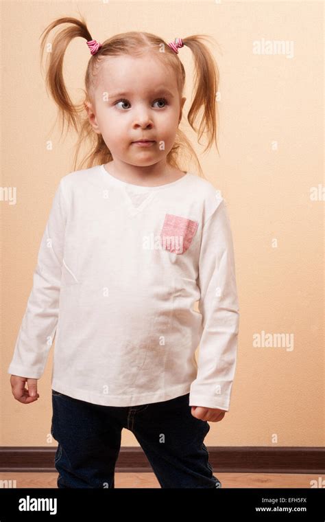 Serious Little Girl Stock Photo Alamy