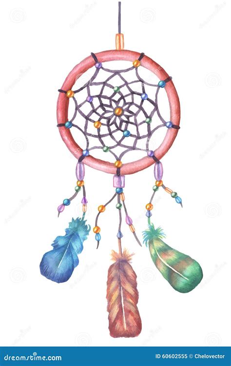 Watercolor Dream Catcher Hand Painted Boho Symbol Royalty Free Stock
