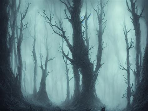 Krea Fantasy Haunted Dark Forest Foggy Detailed Digital Art A