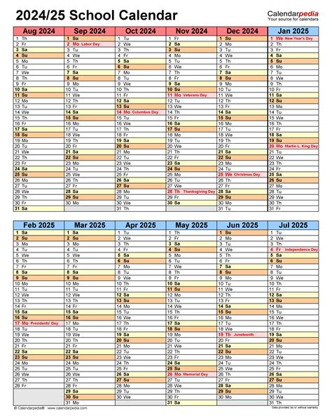 School Calendars 20242025 Free Printable Excel Templates