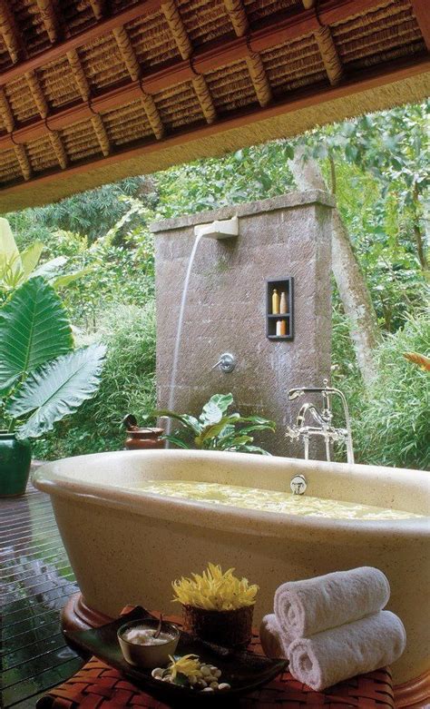 Your Private Jungle Bath Awaits Outdoor Bathtub Outdoor Bathroom