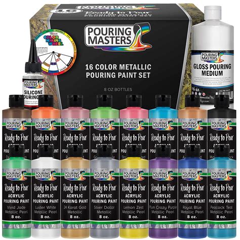 Buy Us Art Supply Pouring Masters 16 Color Metallic Ready To Pour