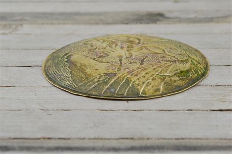 Antique Small Brass Plate From 1950s Ussr Old Saucer Etsy