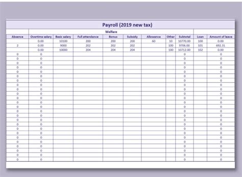 Excel tax template