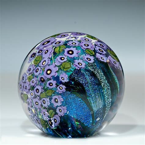 Shawn Messenger Violets Glass Paperweight