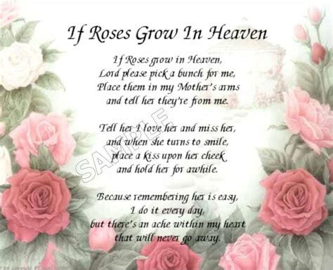 If Roses Grow In Heaven Mothers Personalized Art Poem Memory T