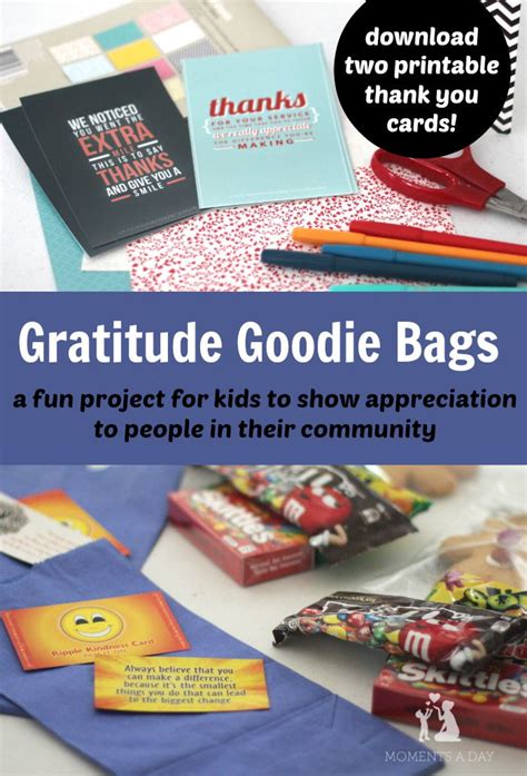 Appreciation thank you goodie bags for adults. Gratitude Goodie Bags {Free Printable} - Moments A Day