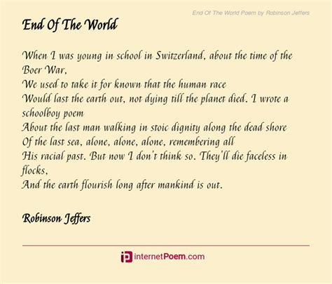 End Of The World Poem By Robinson Jeffers