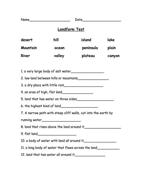 Landform Questions And Answers Pdf Fill Out And Sign Printable Pdf