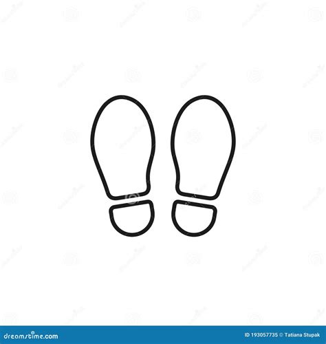 Footprint Outline Icon Isolated On White Background Vector Shoe Print