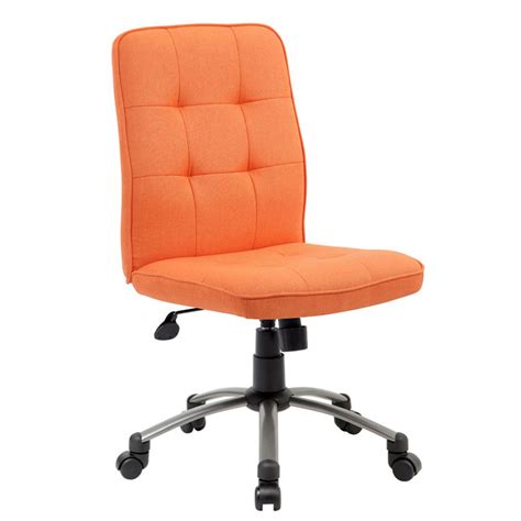 Each leg has a black plastic wheel. Modern Office Chair-Orange - BossChair