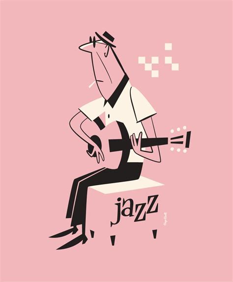 Jazz Jazz Retro Retro Illustration Guitar Illustration Retro Cartoons