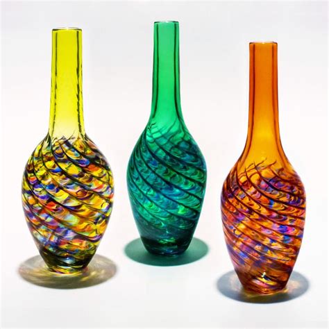Optic Rib Bottle Vase By Michael Trimpol Monique Lajeunesse Art Glass Vase Artful Home