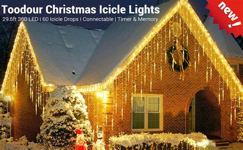 Toodour Christmas Lights Outdoor 295ft 360 Led Icicle Lights With 8