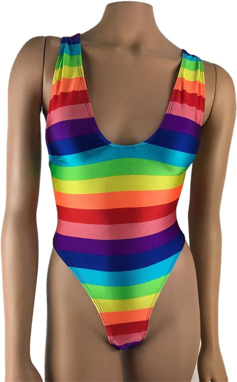 Rainbow Bodysuit One Piece Swimsuit Exotic Dancewear Gay Pride Etsy