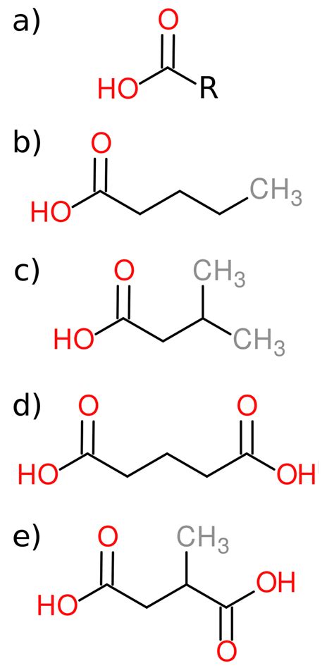 A The General Form Of A Carboxylic Acid And Examples Of B A