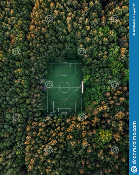 Aerial View Of A Soccer Field In The Forest Stock Photo Image Of