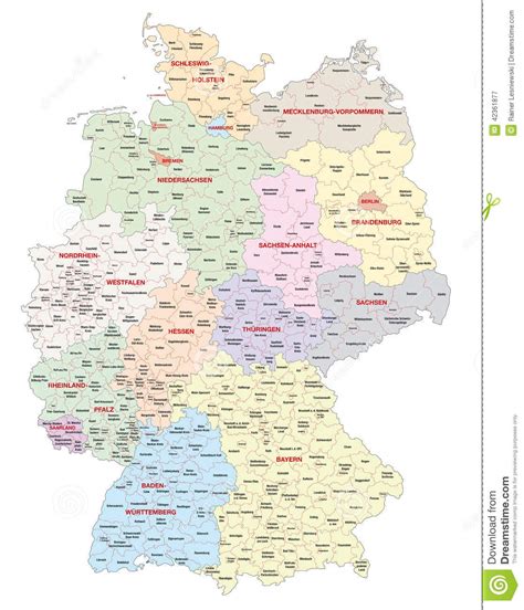 Administrative Map Of Germany Stock Illustration Illustration Of