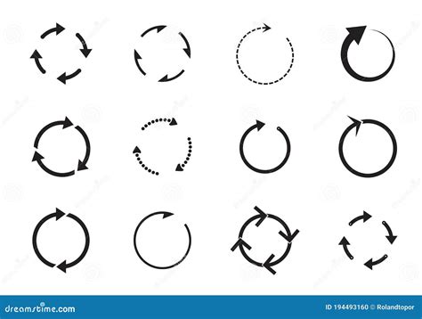 Sets Of Black Circle Arrows Vector Icons Stock Illustration