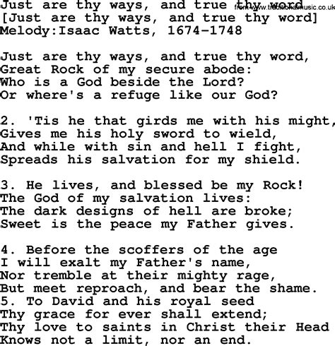 Old English Song Lyrics For Just Are Thy Ways And True Thy Word With Pdf