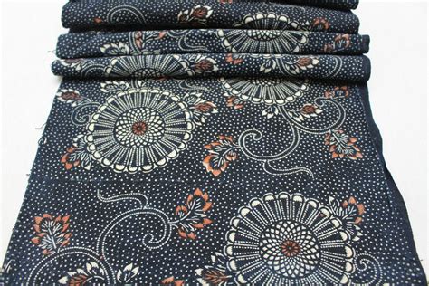 Japanese Katazome Cotton Boro Textile Natural Indigo Stencil Dyed