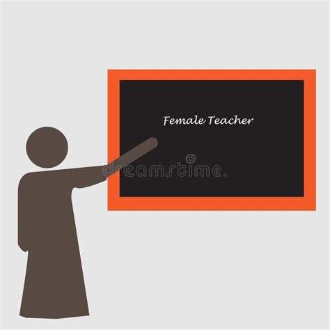 Silhouette Of A Woman Pointing To A Blackboard With The Text Female Teachers Stock Vector