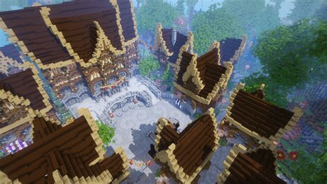 Giant Lobby Medieval Village 600x600 Server Hub Minecraft Map
