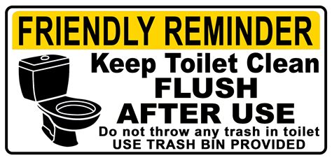 Friendly Reminder Keep Toilet Clean Flush After Use Signage Pvc Type