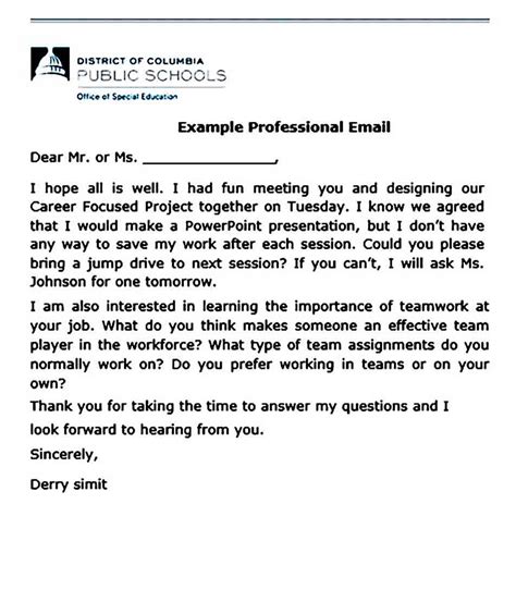 Sample Professional Email Template Professional Email Templates