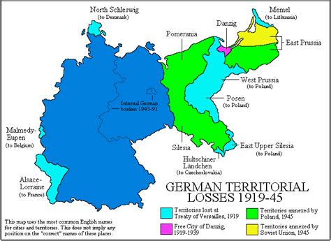 A Map Of German Territorial Losses In The 1919 1945 Time Period R