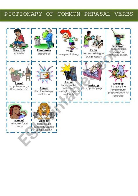 Pictionary Of Common Phrasal Verbs Set 4 Esl Worksheet By Julietavl