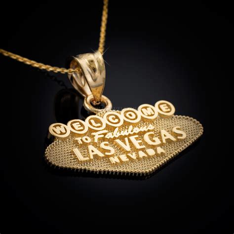 Gold Welcome To Las Vegas Pendant Necklace