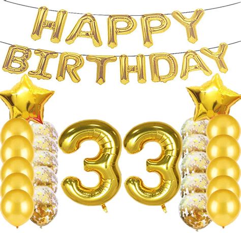 Sweet 33th Birthday Decorations Party Suppliesgold Number 33 Balloons