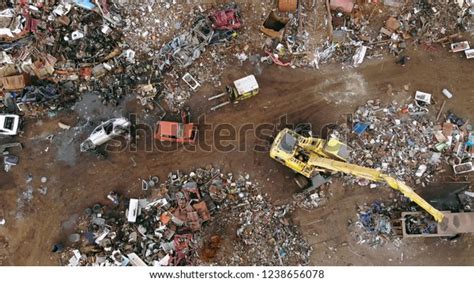 Excavator Bulldozer Recycling Landfill Waste Car Stock
