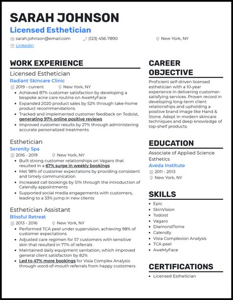 Esthetician Resume Examples That Work In