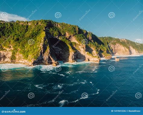 Amazing Cliff And Ocean In Bali Aerial View Stock Photo Image Of