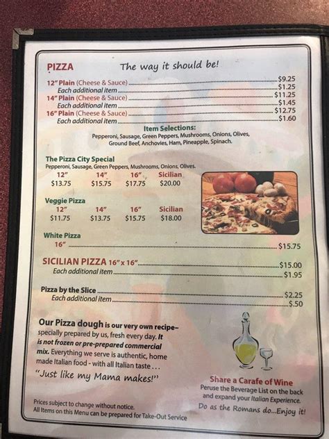 Menu At Pizza City Pizzeria Kissimmee 611 W Vine St