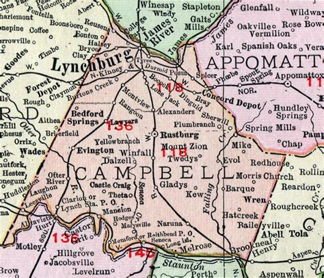 Campbell County Va Map Cities And Towns Map