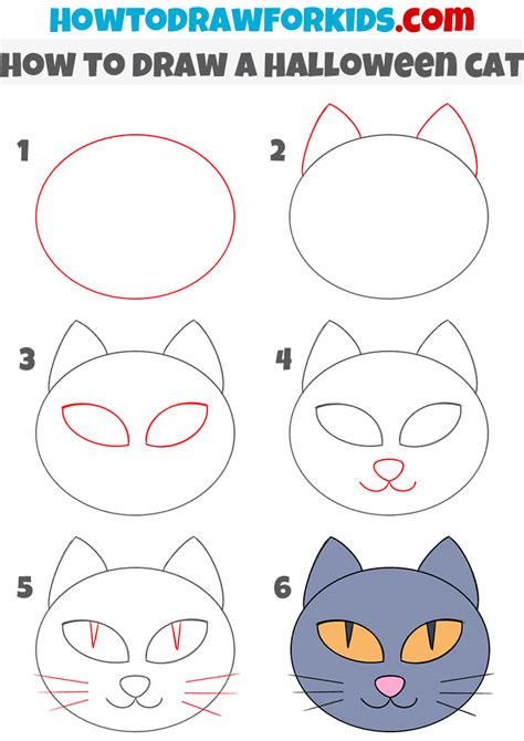 How To Draw A Halloween Cat For Kindergarten Easy Drawing Tutorial