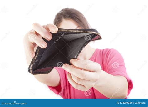 Woman Showing Empty Wallet With No Money Stock Image Image Of Bankrupt Human 174229049