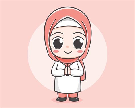 Cute Muslim Girl Cartoon Character 8017995 Vector Art At Vecteezy