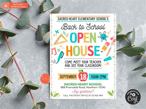 School Open House Flyer Printable Pta Pto Flyer School Etsy