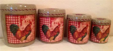 Rooster Canister Set4 Piece Vintage Upcycled Canister