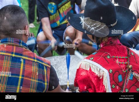 Drummers At The Samson Cree Nation Celebration And Powwow In Maskwacis