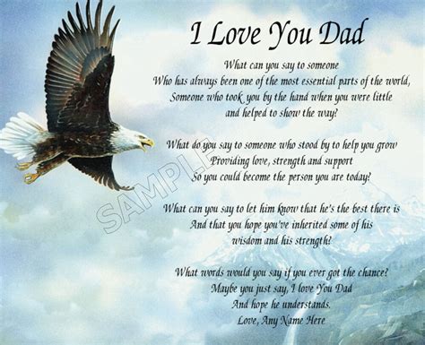 I Love You Dad Personalized Art Poem Memory Birthday Fathers Day T