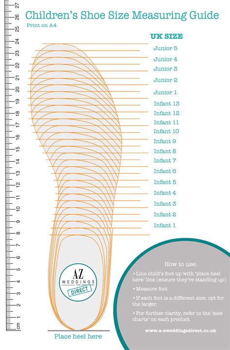 Kids Shoe Size Chart Printable