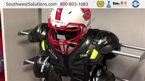Football Shoulder Pad Helmet Gear Storage Rail Racks Youtube