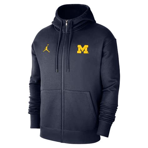 Jordan University Of Michigan Football Navy Flight Full Zip Hooded