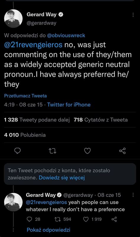 Gerard Way Tweet About Pronouns